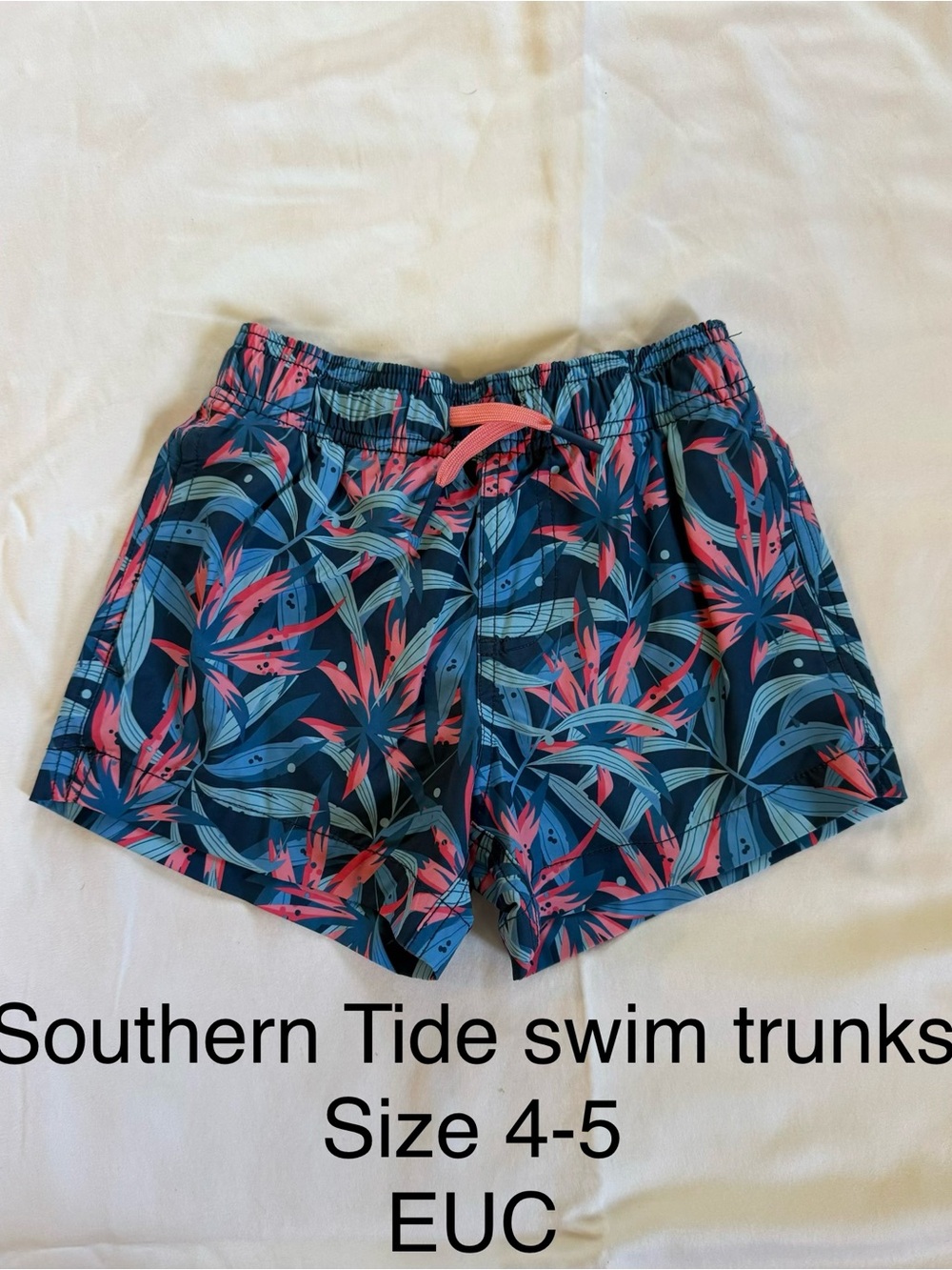 Southern Tide Navy, Light Blue & Pink Tropical Swim Shorts